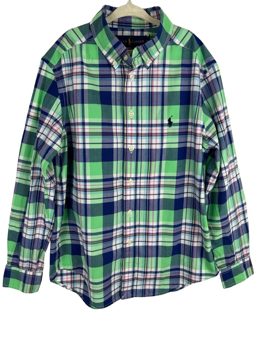 Ralph Lauren Boys Shirt Button Down Medium Plaid